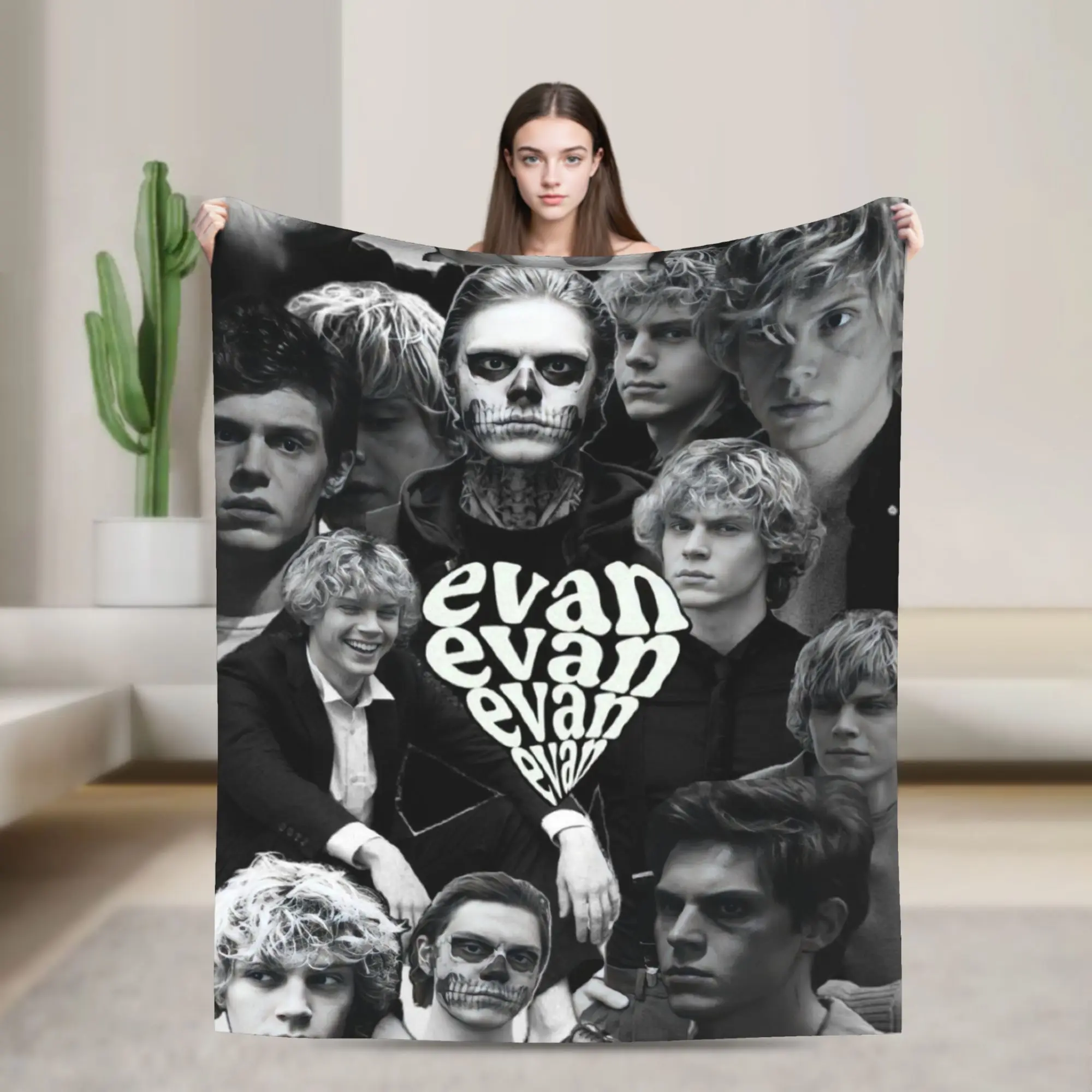 3D Evan Peters pattern printed Flannel Blankets  Warm Soft Throw Blanket for Outdoor Decorative Bedspread Sofa Bed Cover
