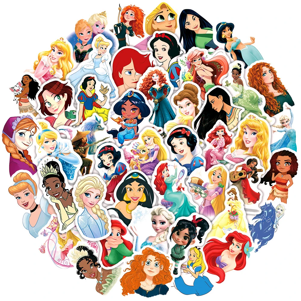 

10/30/50pcs Cartoon Disney Cute Princess Stickers Aesthetic Decal Decoration Laptop Motorcycle Luggage Car Sticker for Girl Kid