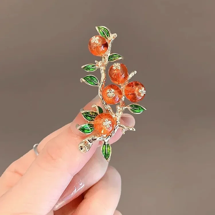 Persimmon Ruyi Brooch High-end Women Retro Exquisite Temperament Chest Flower New Style Brooch Suit Sweater Accessories Pines