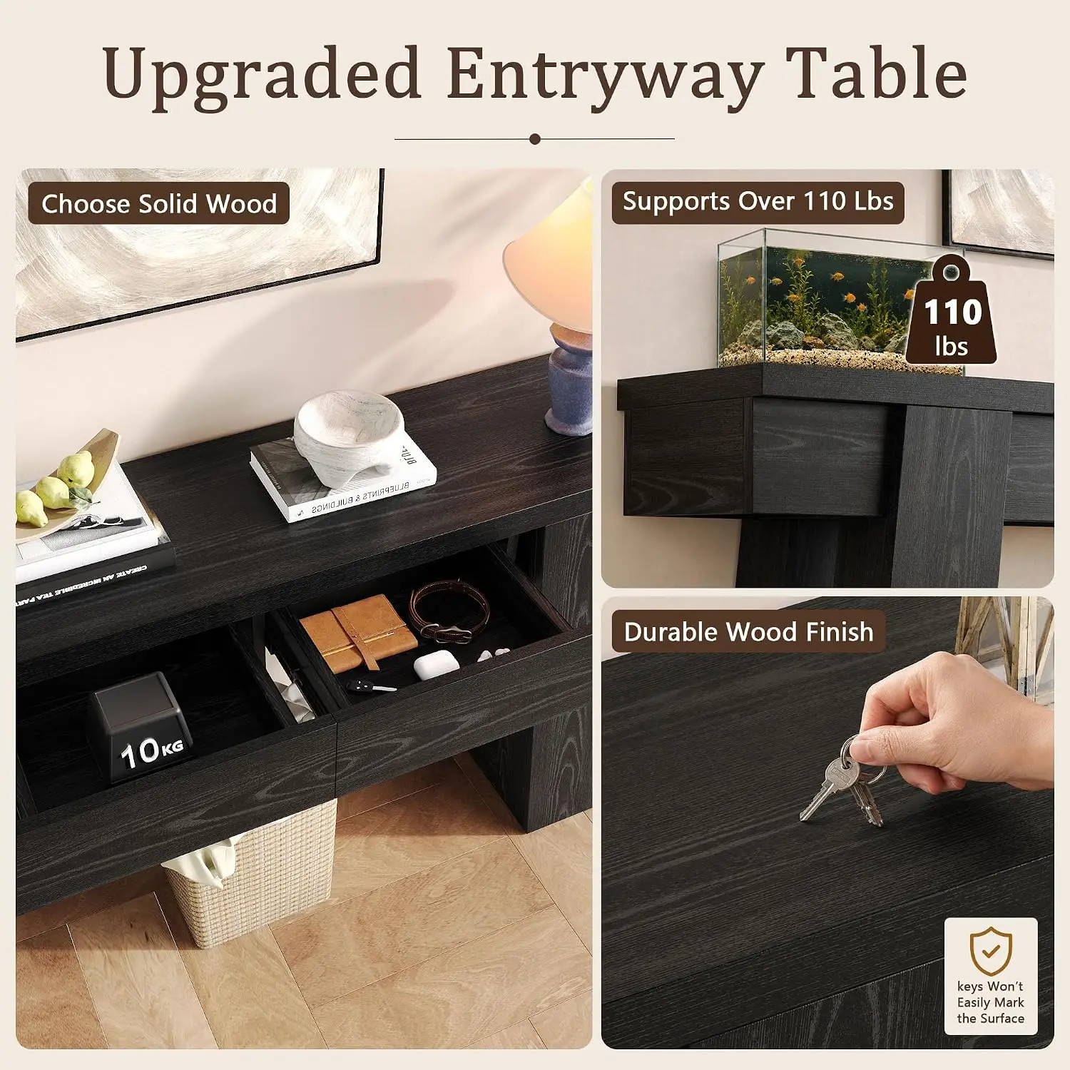 70.9 Inch Extra Long Console Table with 2 Drawers, Narrow Entryway Table for Hallway, Living Room & Behind Couch,, Customized