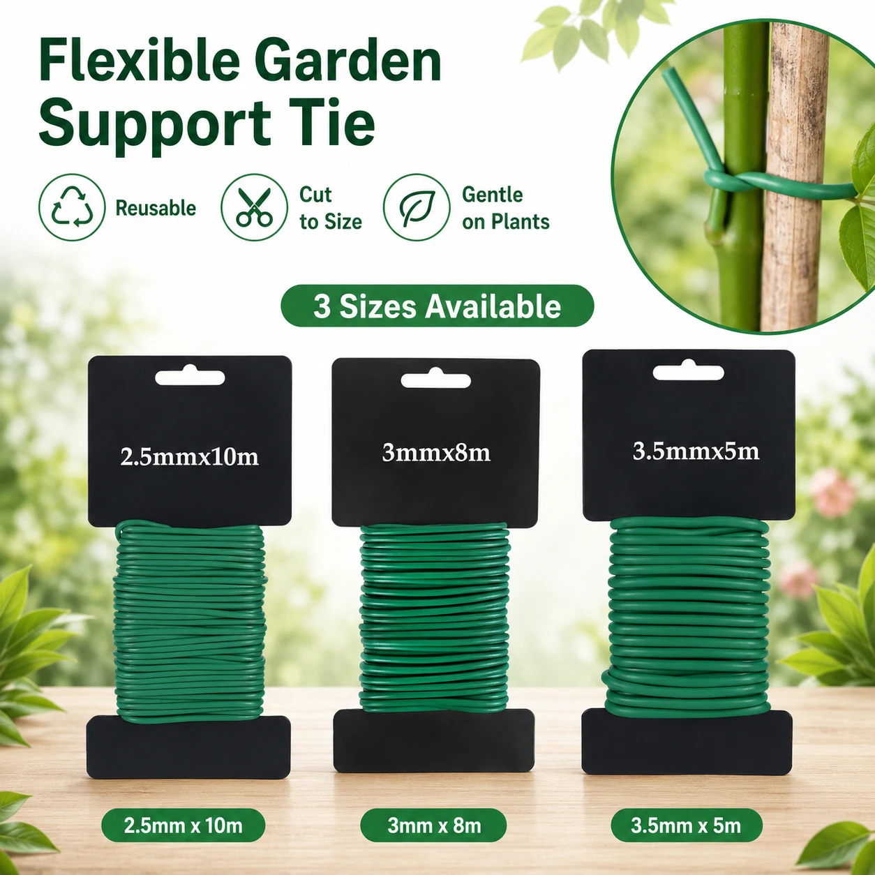 1-5 roll Reusable Flexible Garden Twist Ties, Rubber Coated Soft Plant Support Wire for Vegetable Vine Climbing Fixing Tie Tools