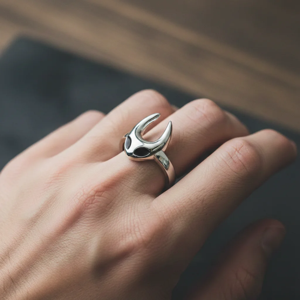 Hollow Knight Silver Color Ring Adjustable Size for Cosplay Fans, Women & Men, Video Game Jewelry Gift, Collector's Charm Prop