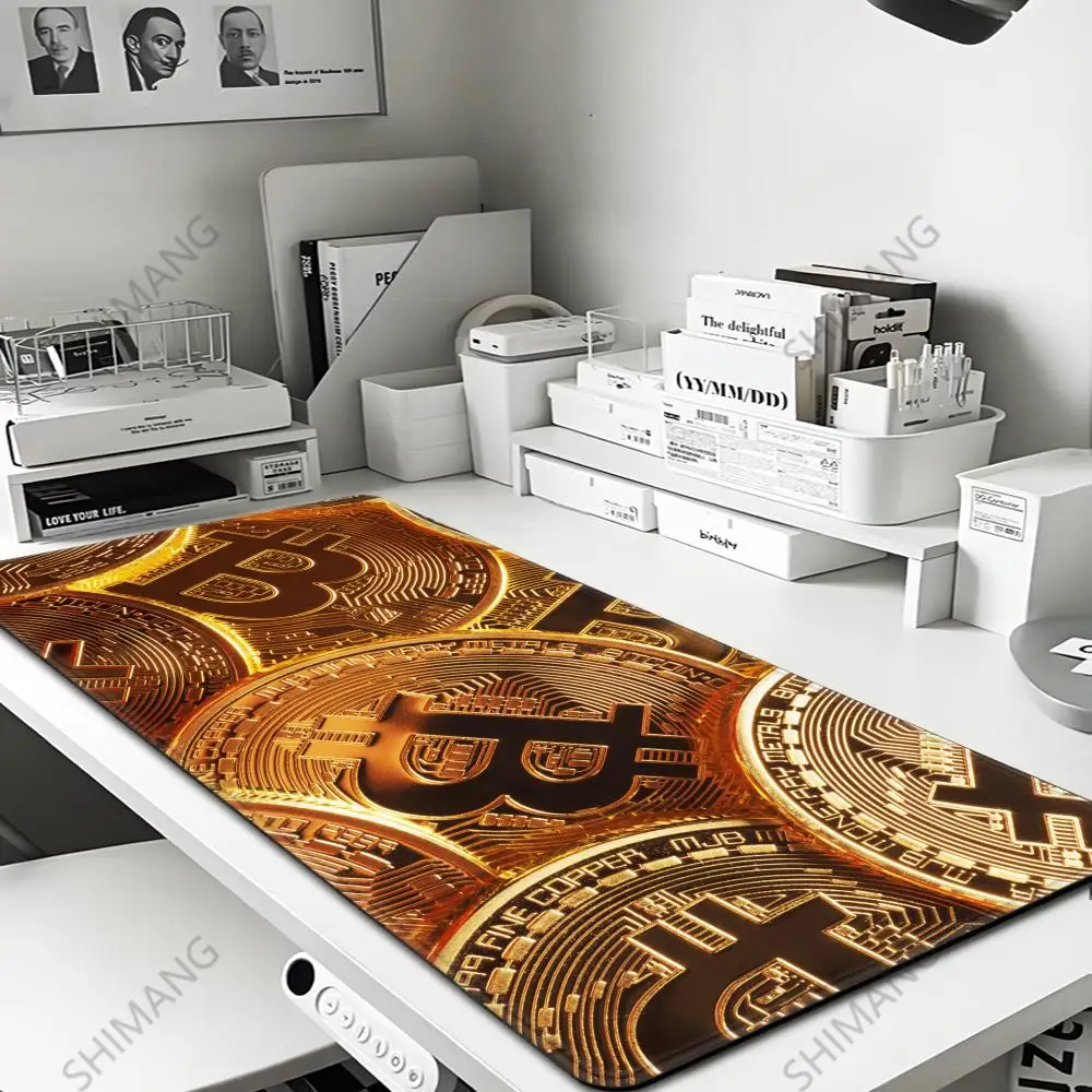 

bitcoin Mouse Pad Gaming Large HD Mousepad Anti-slip Rubber mouse mat Computer Gamer Desk Mat Stitched Edge Black gamer Mousepad