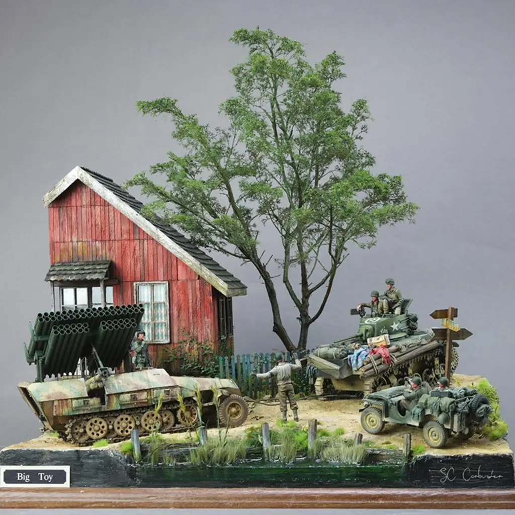 Kit fai da te artigianali Casa delle rovine di legno 1/35 Layout da tavolo in miniatura