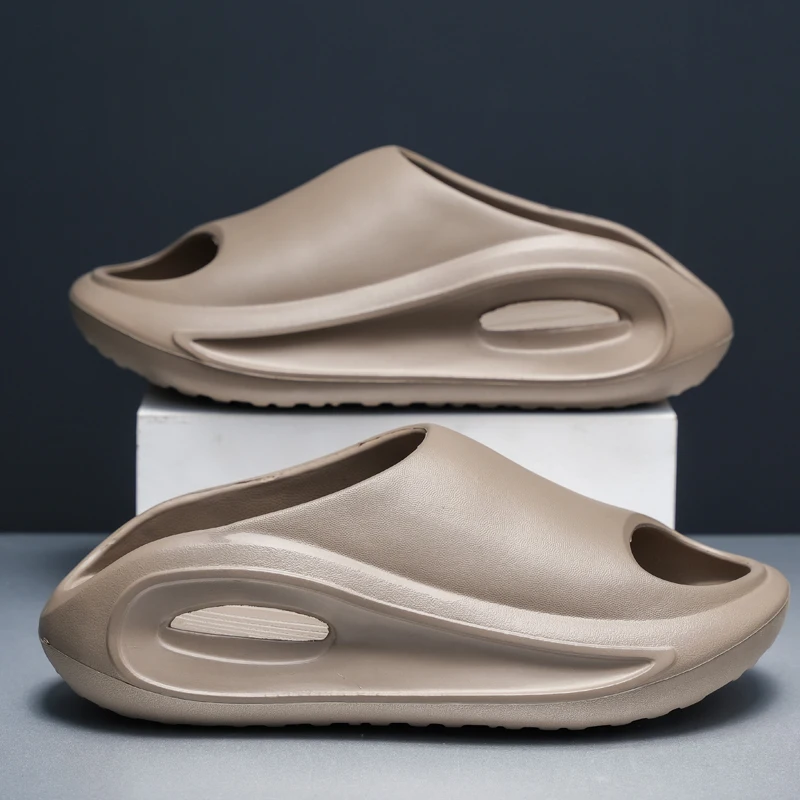 Men's Open-Toe Slippers, Solid Color Eva Arch Support Beach Shoes, Indoor and Outdoor Comfortable Casual Sandals