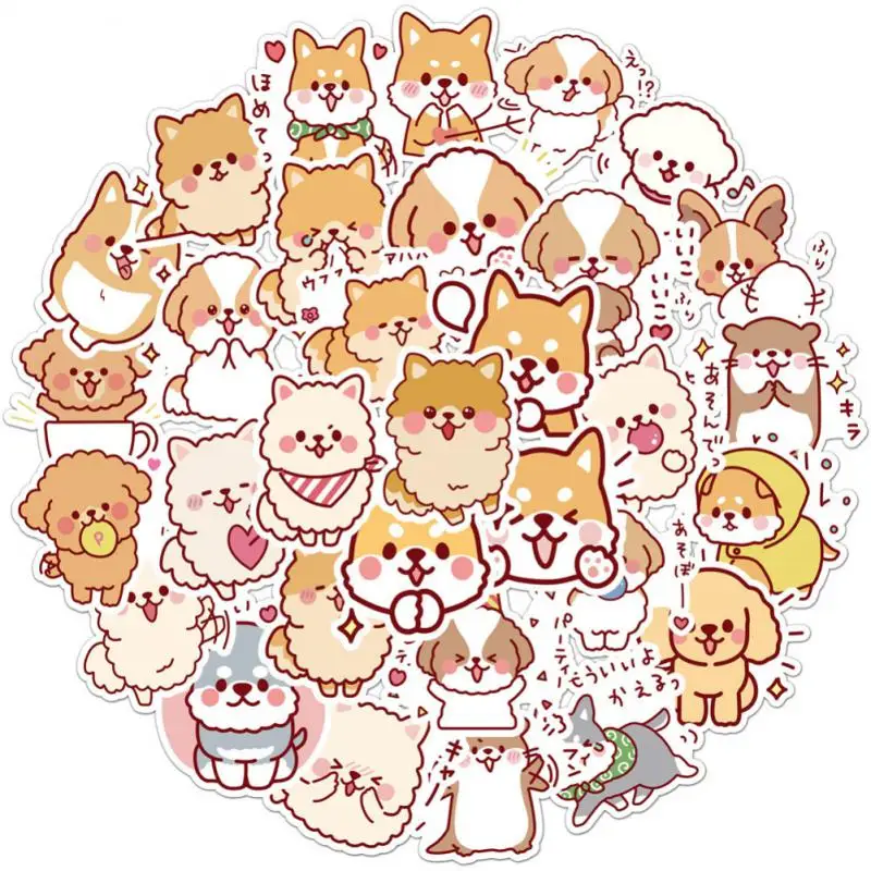 50 pcs/set Kawaii Fluffy Dog PVC Waterproof Stickers Cute Scrapbooking Diy Journaling Diary Stationery Sticker Gift Decor