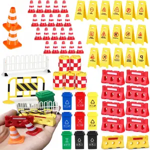 Construction Trucks Toy 75 Piece 2024 Lot Road Signs Barricades Cones Barrels Workers