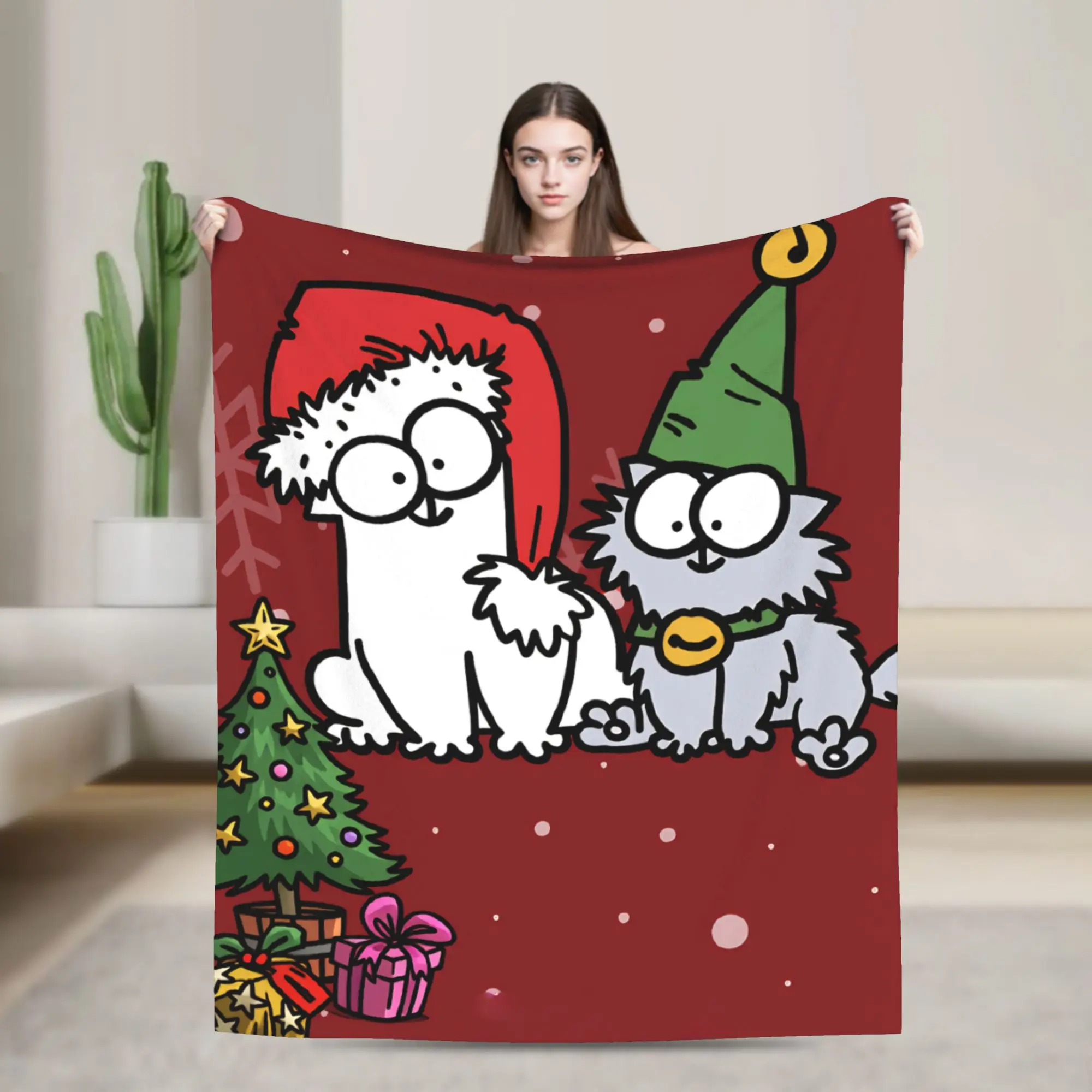 Cartoon Simons Cat Blanket Cute Camping Flannel Throw Blanket For Couch Bed Warm Soft Design Quality Bedspread Gift