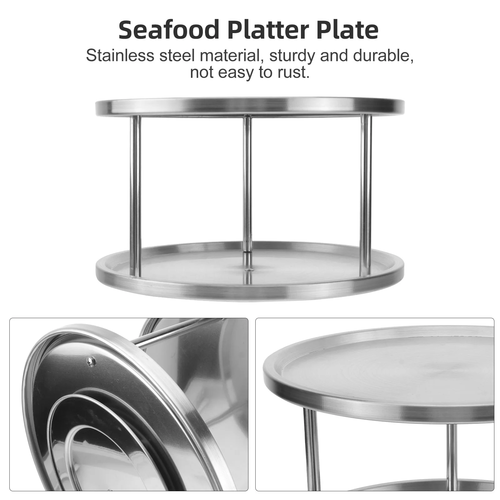 Stainless Steel Seafood Plate Home Serving Platter Plates Dinner Fruit Cake Snack Pan Dessert