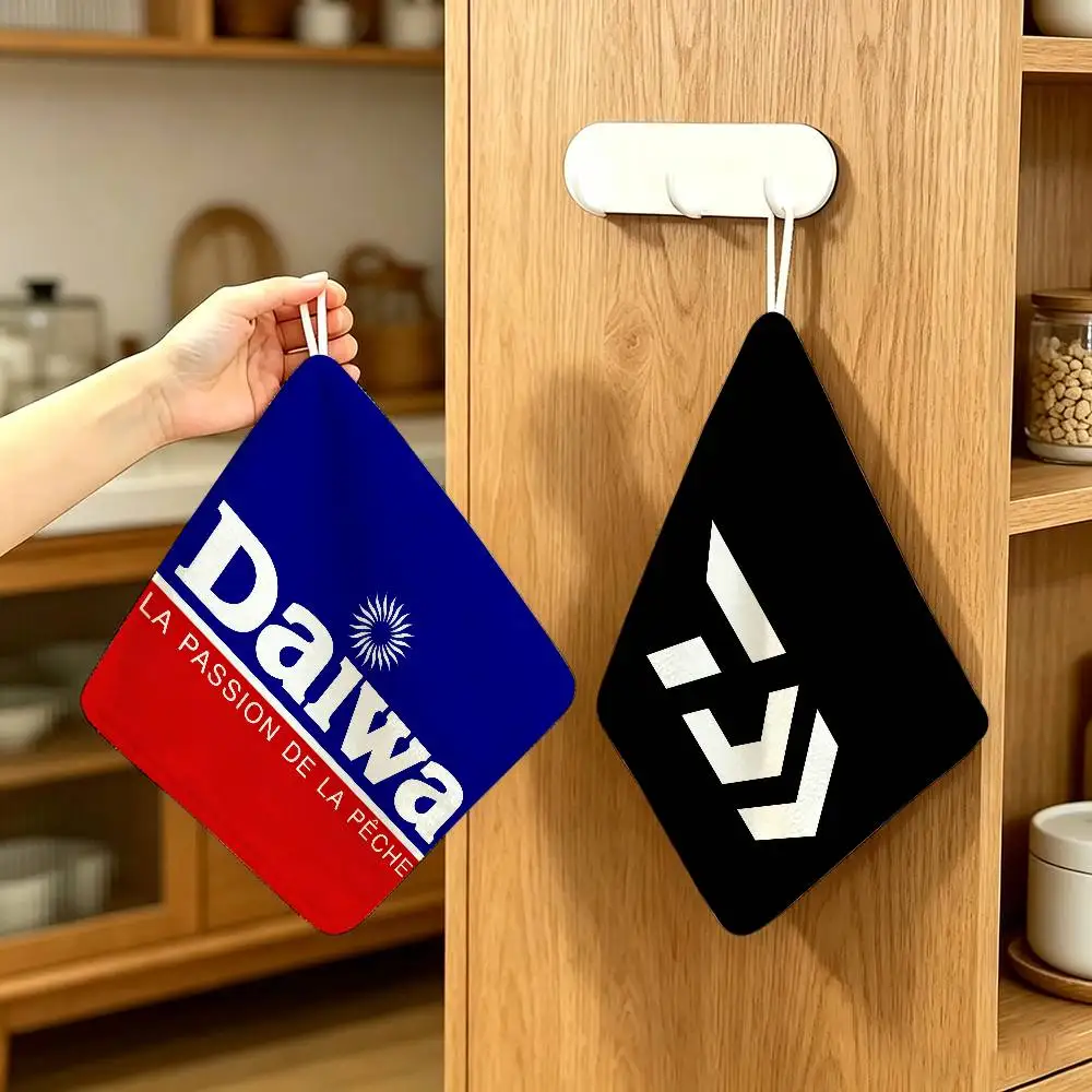 Fishing Logo   Anime Polyester Hanging Kitchen Hand D-DaiwaS  Towel Durable Wear Resistant  Versatile Use Throughout Home