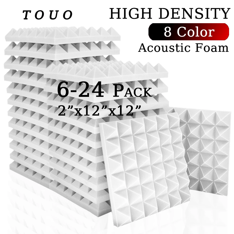 TOUO 6/12/24 Pcs Acoustic Foam Sound Proof Wall Panels Studio Acoustic Treatment Sound Absorbing Material Noise Insulation