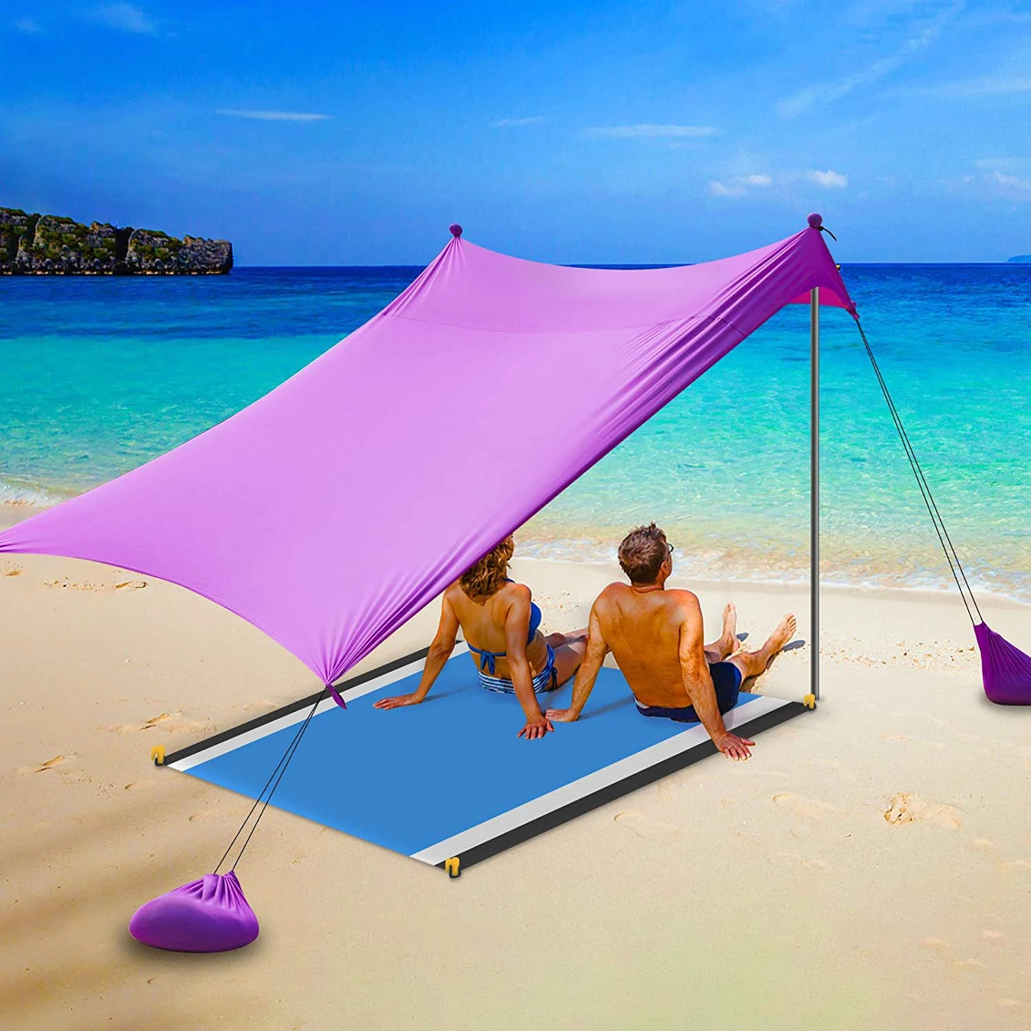 New Style UV50+ Light Sunshade Pop Up Beach Tent Portable Premium Outdoor Shade Beach Tent Sun Shelter With Sand Shovel