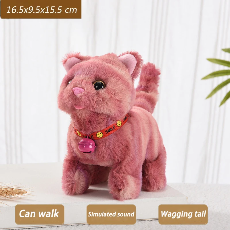 Jouet en Peluche électrique Kitty Mignon Chat Qui Marche en Criant Poupée pour Enfants de Plus