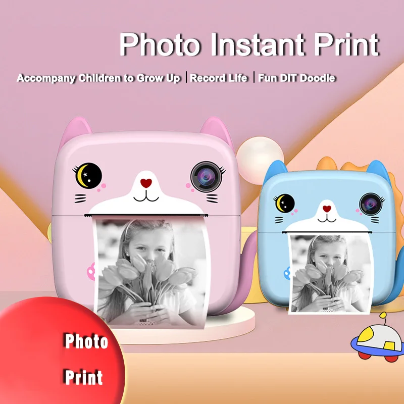 Luxmoc A21 HD Mini Digital Print Children Camera Photo HD 1080P Digital Children Video Thermal Print Camera For Kids Gift