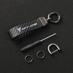 Carbon Fiber Textured Leather Keychain Ultra HD Printing For yamaha MT-03  Keychain Motorcycle Accessories