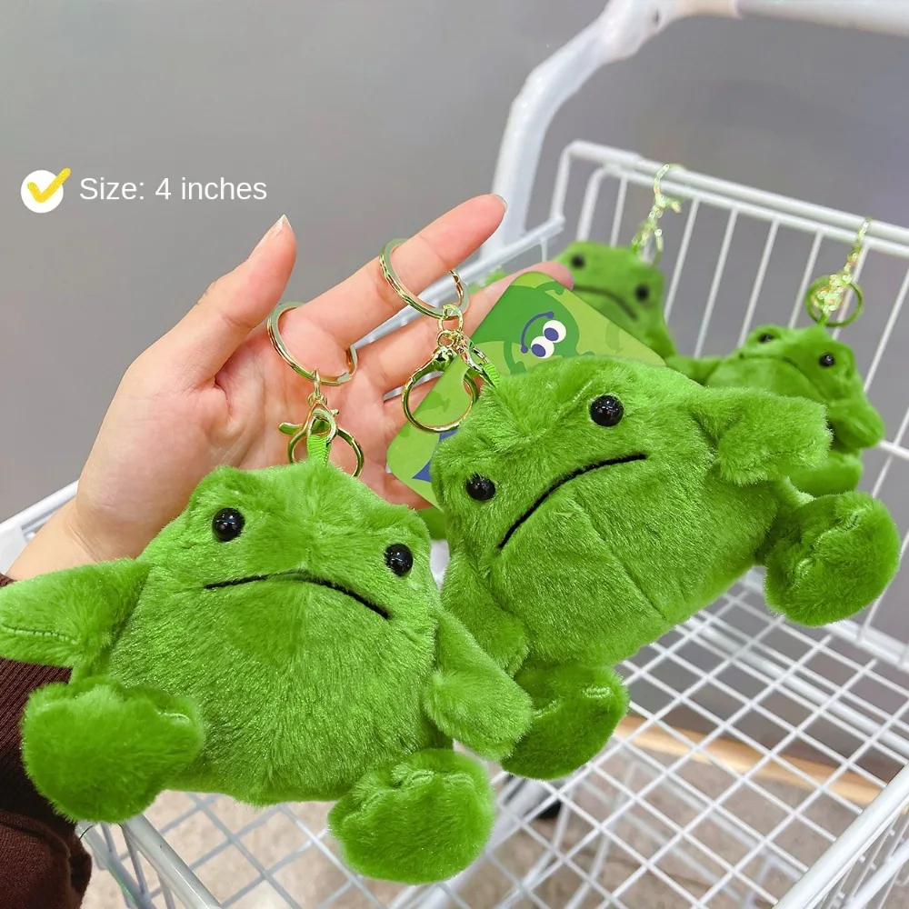 Porte-clés grenouille en peluche de dessin animé vert, pendentif en peluche, doux, mignon, créatif, Ricky