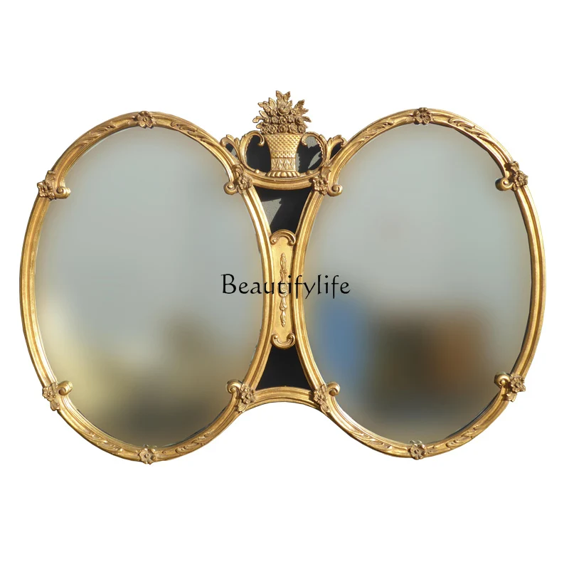 

French retro living room wall wall hanging decorative mirror home dining room background wall