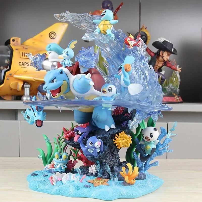 33cm Pokemon Anime Figure Peripherals Water System Squirtle Family Portrait Figure Model Decoration Ornament Birthday Gift Toys