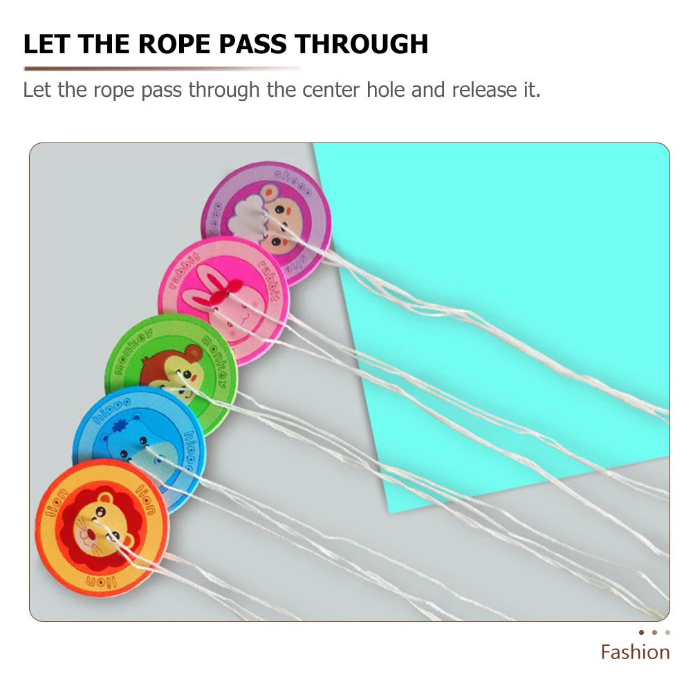 

5pcs Pull Wire Wooden Bright Colors Kids Educational Peg Tops Early Learning Toy Small Size Practical Toy