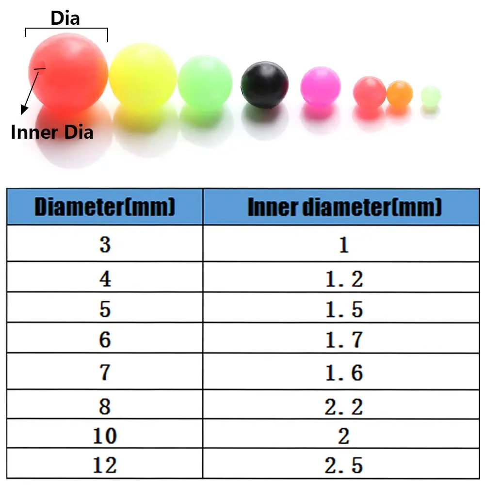 100pcs Round Mixed Color PE Plastic Stopper Beads for Carp Fishing Rig Fishing Beads Fishing Lures Tackle Accessories