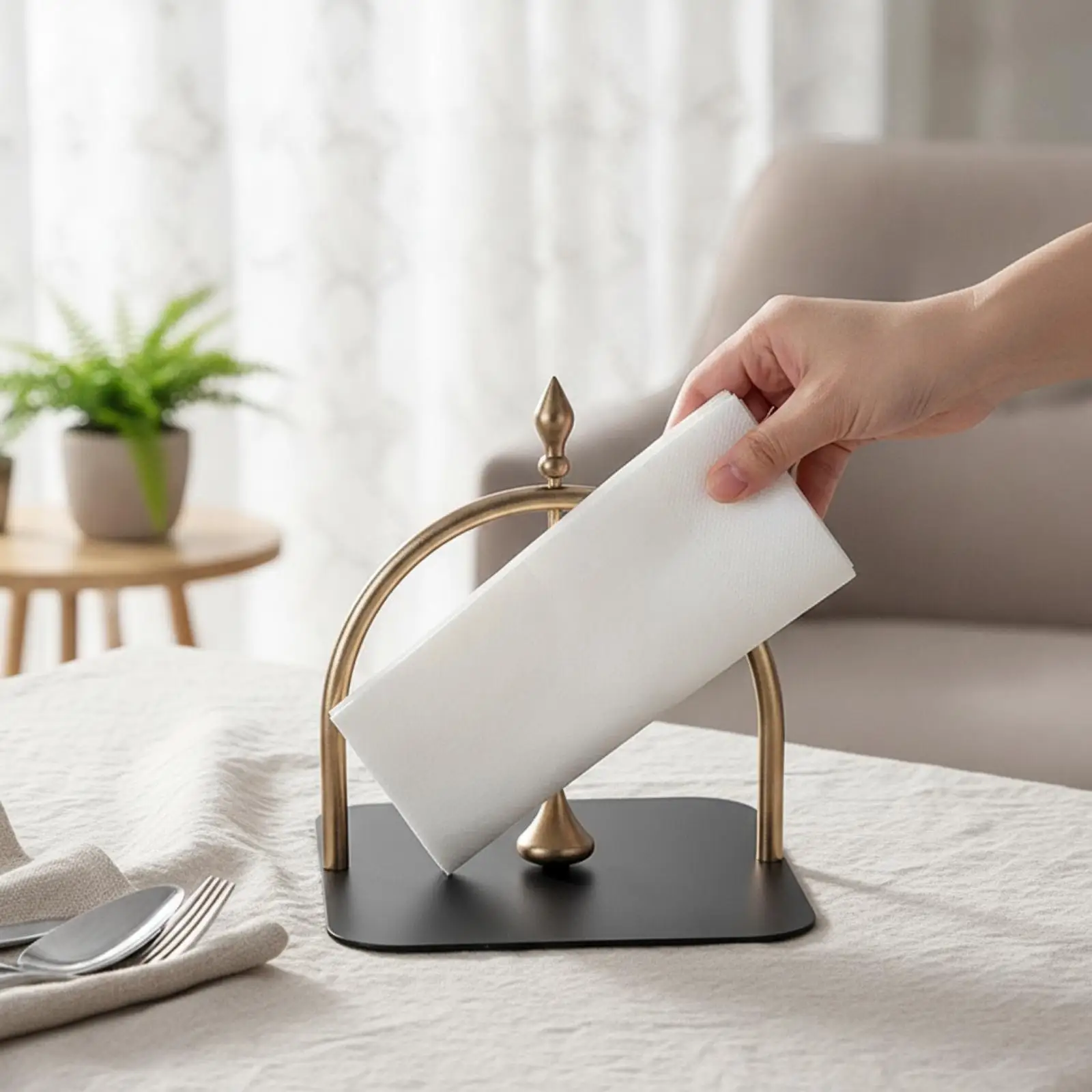 Elegant Aluminum Napkin Paper Weight Holder for Dining Table Hotel Restaurant Kitchen Countertop Use