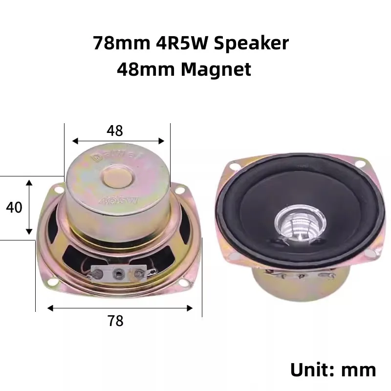 2.5/3 Inch 66mm/78mm 4R8W 4Ω/8 Ohm/5W/10W/20Watt Square Speaker Inner Magnet Bubble Edge Computer Mini Audio Loudspeaker Horn