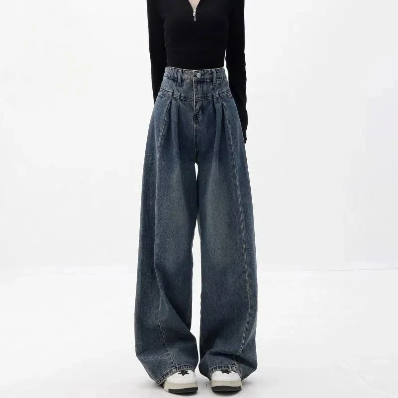 Women's Jeans 2024 Trend Straight Leg Jeans Woman High Waist Vintage Clothes Streetwear Korean Fashion Newjeans Pants