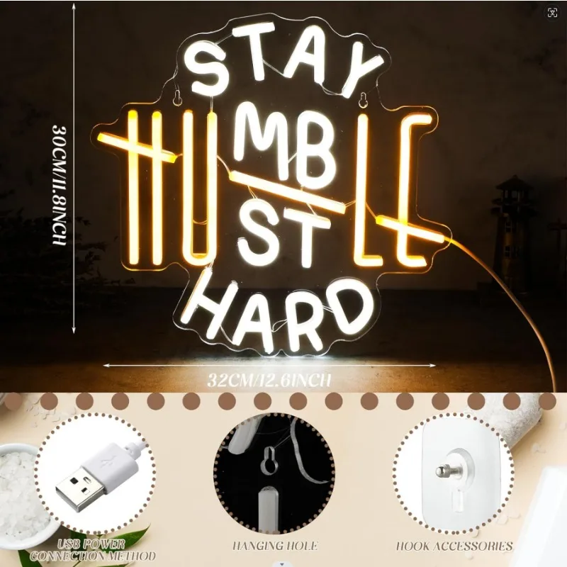 Hoolerry LED Motivational Inspired Letters Lights Party Decorations USB Powered Office Room Gym Room Classroom (Don't Quit)