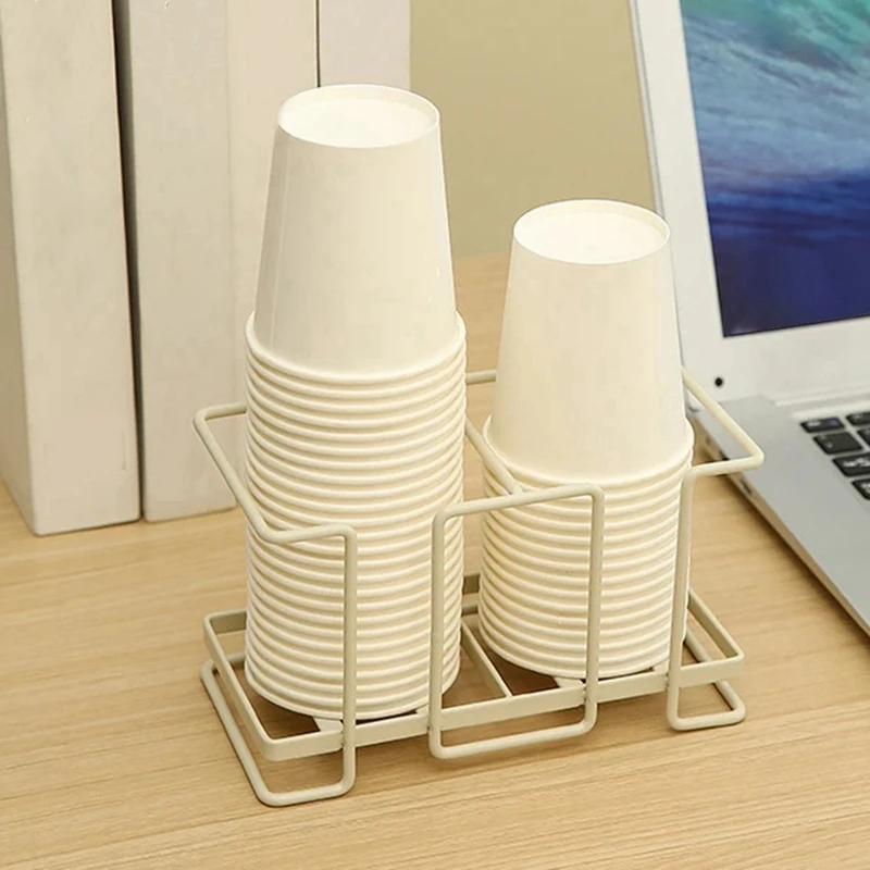 Portavasos de papel, recolector de vasos desechable, suelo de almacenamiento de hierro, portavasos de té y café para el hogar, se puede utilizar para vasos de vidrio