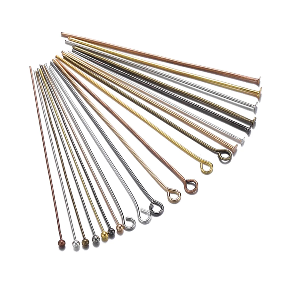 100/200pcs/Lot  3 Styles 16-70 mm Eye Pins Ball Head Pins For Earring Bracelet Pendant For Jewelry Findings Making DIY Supplies