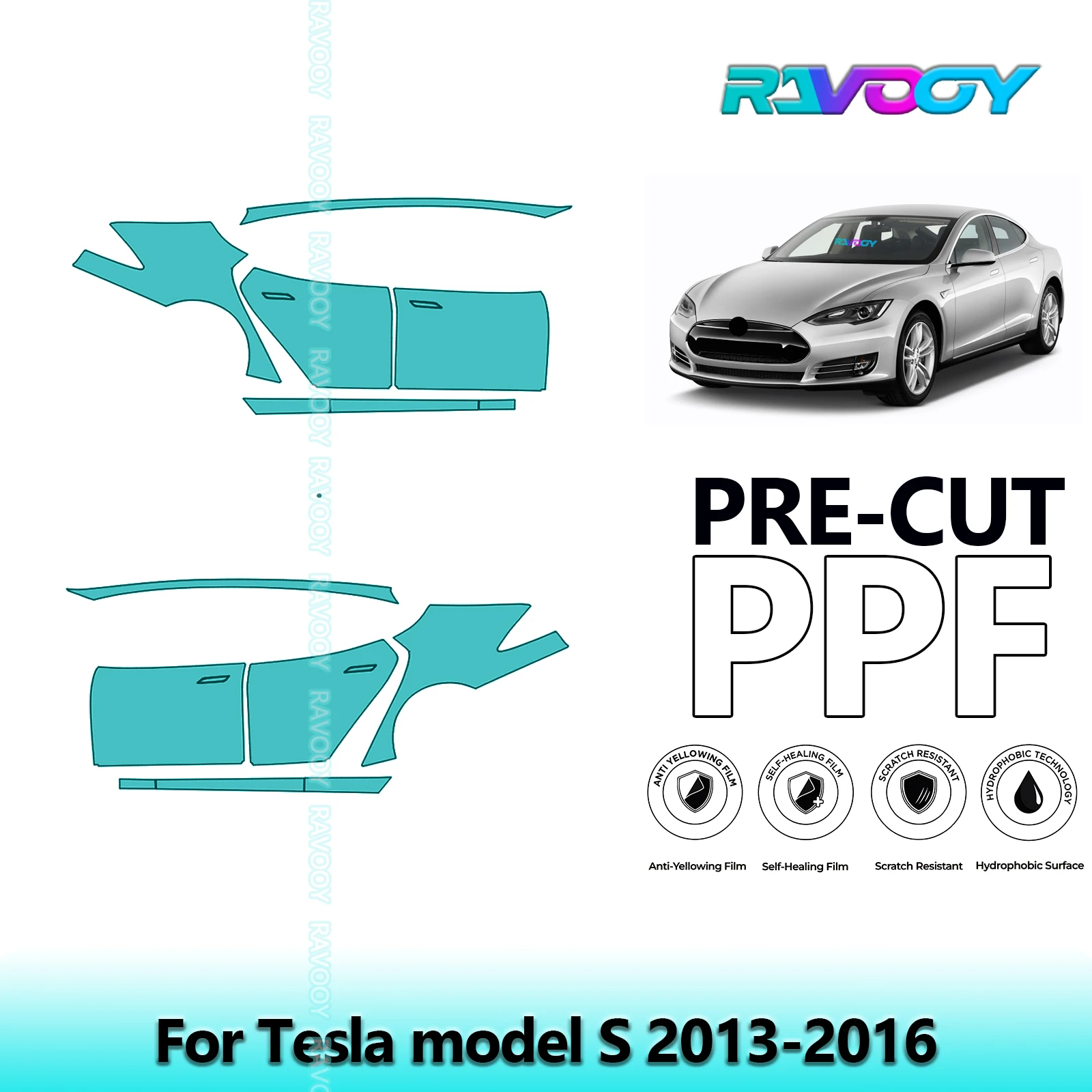 

For Tesla model S 2013-2016 8.5mil Clear Matte Pre-Cut PPF Door & A/B Pillar Kit TPU Paint Protection Film Set