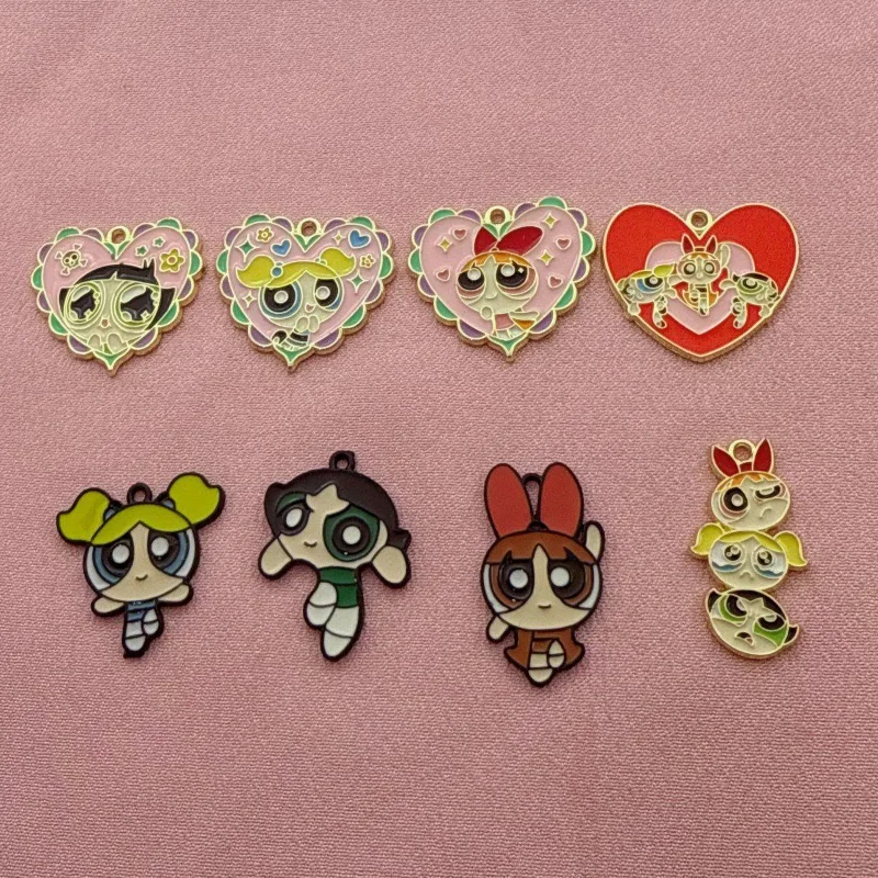 10 Stück Anhänger aus Legierung mit Tropföl-Cartoon-Mädchen-Motiv, DIY-Schmuckherstellung, Ohrringe, Schlüsselanhänger-Zubehör