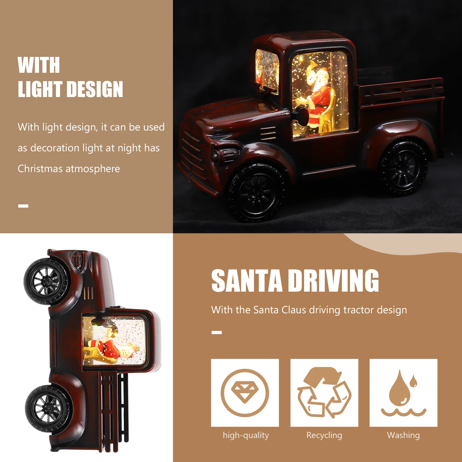 

Christmas Santa Claus Tractor Decor Luminous Adornment Statue for Living Room Bedroom Office Hotel Party Gifts
