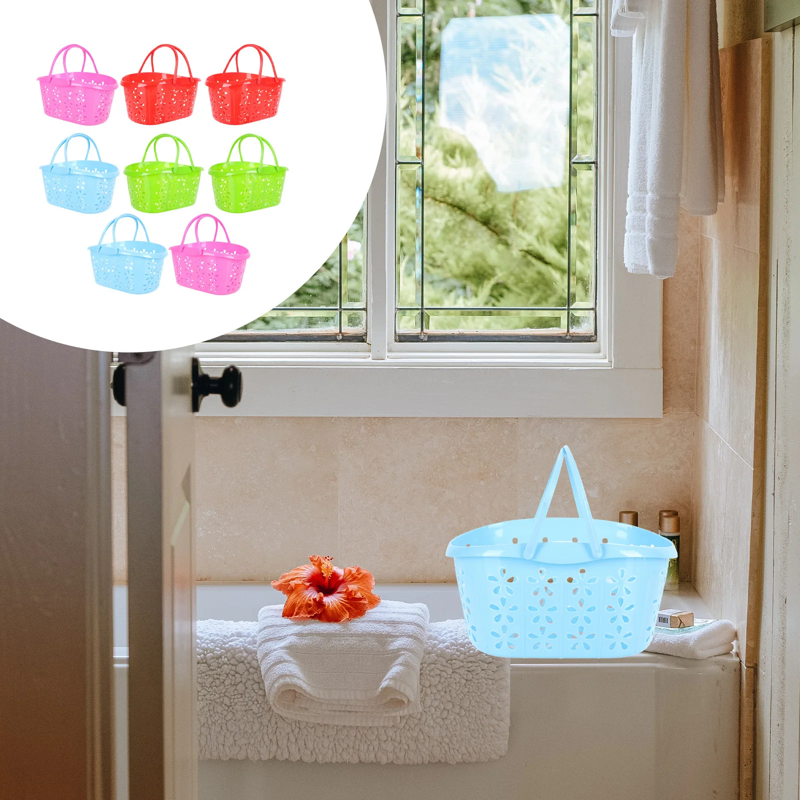 

8Pcs Classic Bright Plastic Storage Baskets Strong Fruit Vegetable Picking Baskets Practical Shopping Organizer