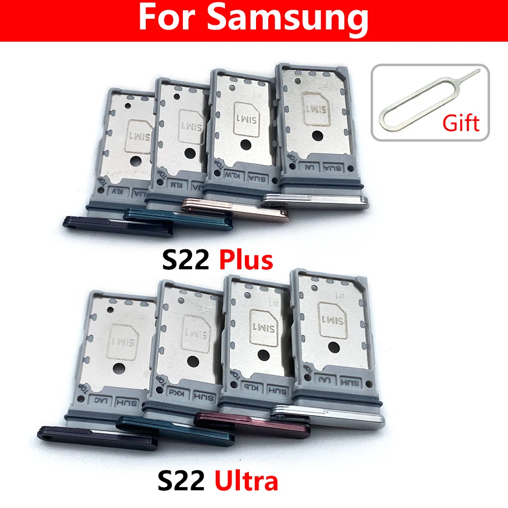 NEW Tested SIM Card Slot SD Card Tray chip drawer Holder Adapter Replacement For Samsung S22 / S22 Plus / S22 Ultra + Pin