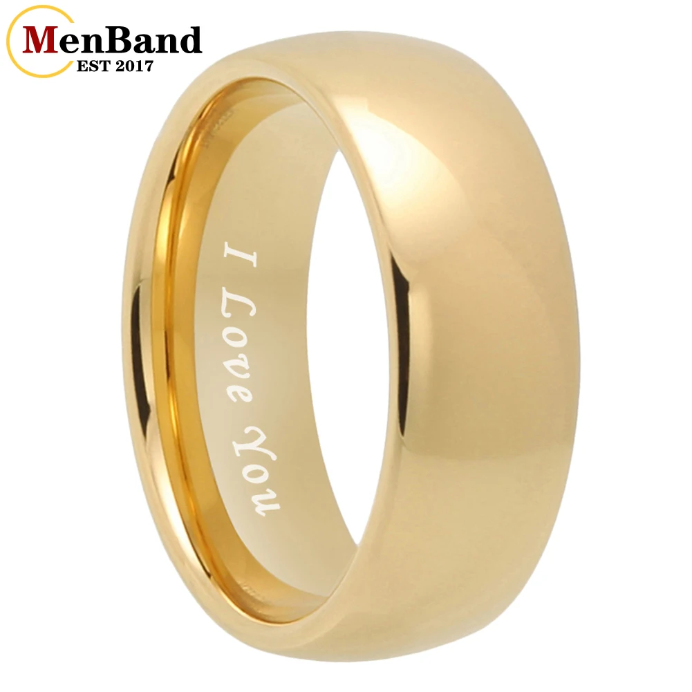 MenBand Classics I Love You 6/8MM Obrączka ślubna Mężczyźni Kobiety Wolfram Pierścionki dla par Kopuła High Polish Comfort Fit Record Name Date