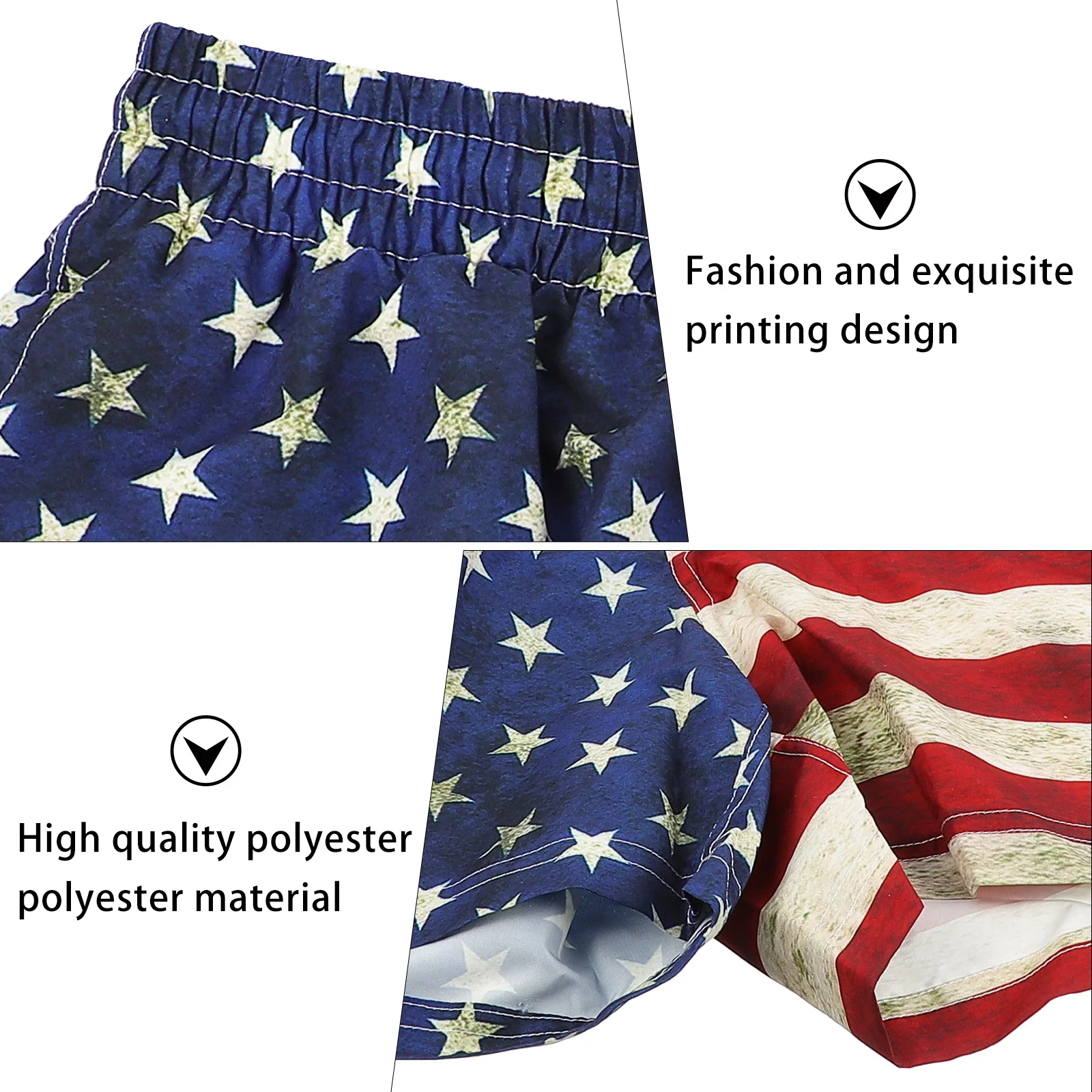 

1Pair American Flag Swimming Trunks for Men Fashion Print Quick Drying Breathable Short Sleeve Swimwear for Beach Surf Fitness