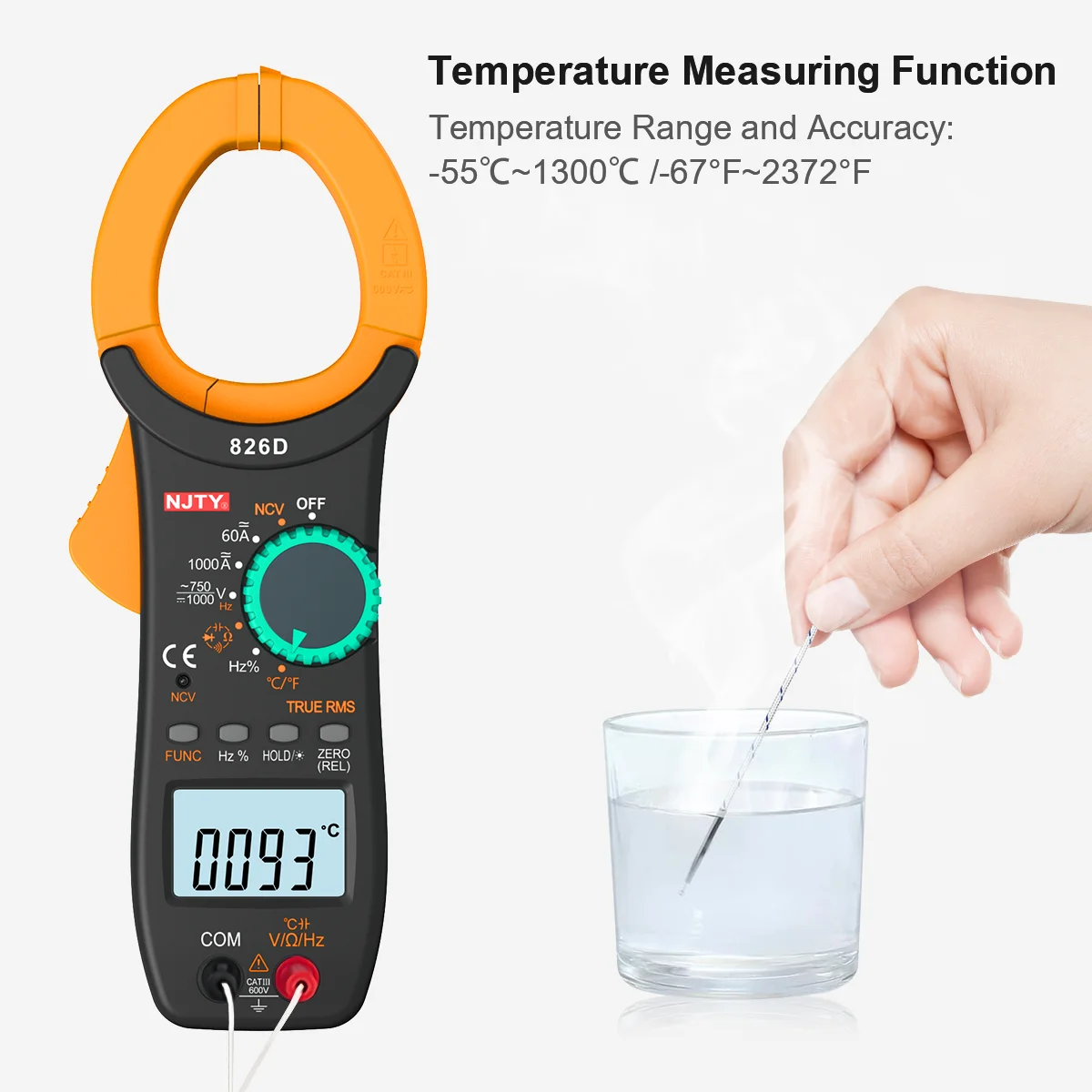 1000A Clamp Meter AC/DC Current Measurement Voltage Capacitance Resistance Meter Multimeter 1300℃ Temperature Test 6000 Counts