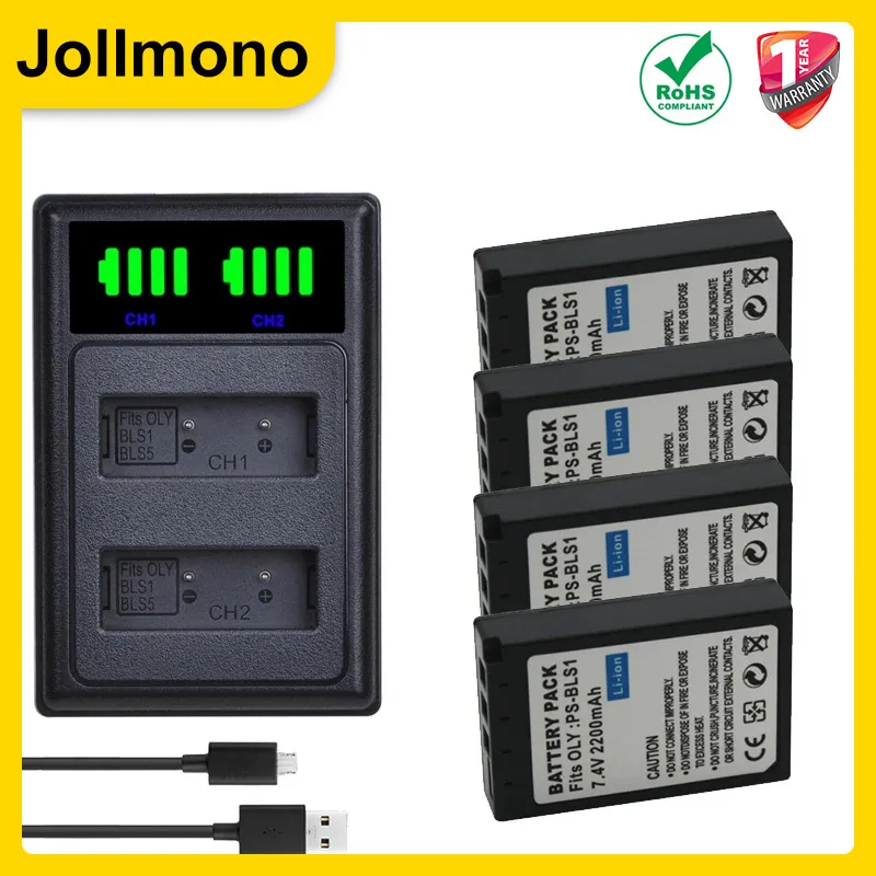 

BLS 1 BLS1 BLS-1 Batteries + Bulit-in LCD USB Dual Charger for Olympus E-PL1 E400 E410 E420 E450 E620 E-P1 E-P2