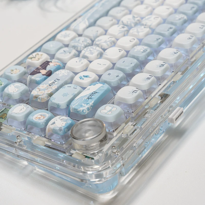 Blue and White Love and Deepspace Zayne Keycaps Custom PBT Cherry/MOA/MDA Profile Keycap Cute Cartoon Anime Point Key Caps