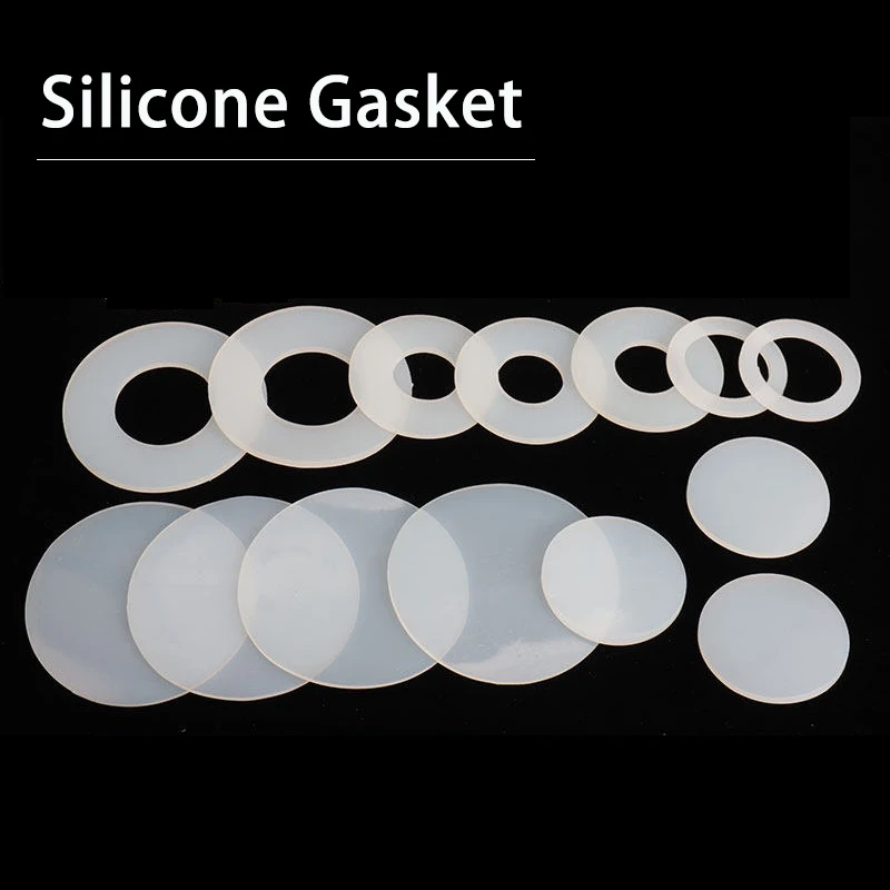 1~20pcs Outer Diameter:2~488mm Thickness: 1~3mm White Silicone Gasket Circular   Flat Washer Flange Sealing O-ring/Solid Gasket