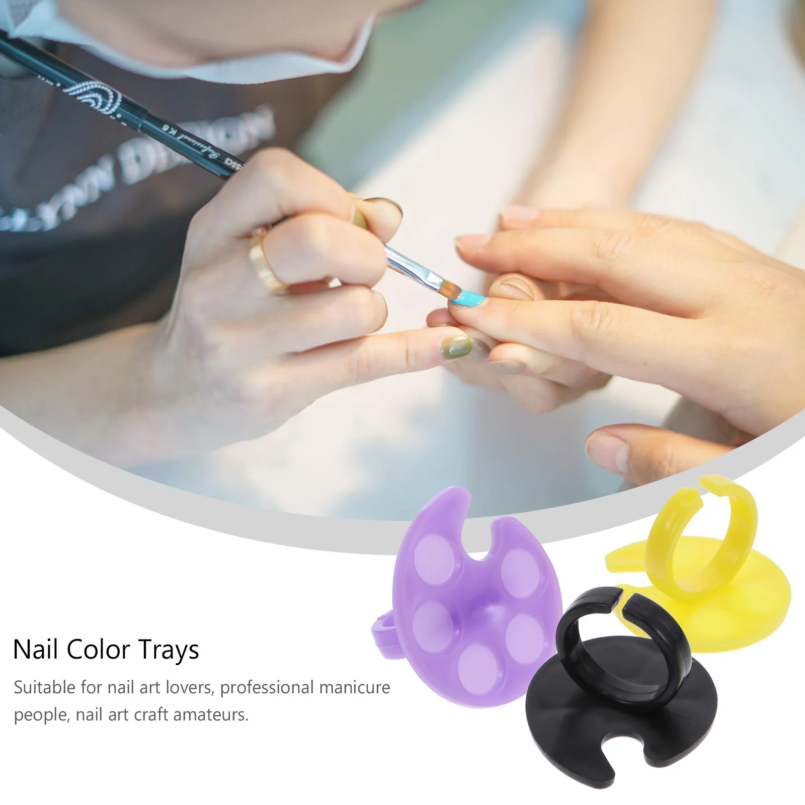 Tavolozze di anelli per nail art indossabili da 10 pezzi Vassoio di miscelazione in plastica liscia adatto per fondotinta pigmentato per smalto e salone di manicure