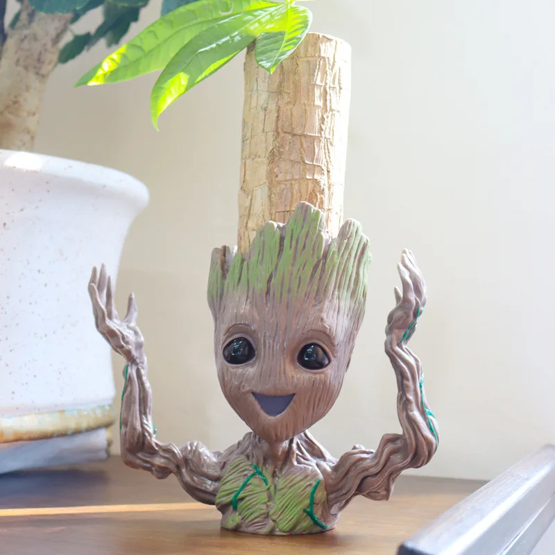 Tree Man Groot Figure Guardians of The Galaxy Marvel Avengers PVC model flower pot.bottom with holes design can be self-draining