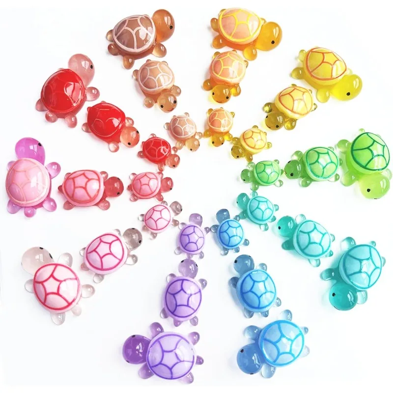 20PCS Cute Mini Luminous Turtle Ornaments Glowing in The Dark MiniTurtle Micro Landscape Kids Toys Home Decoration Gift
