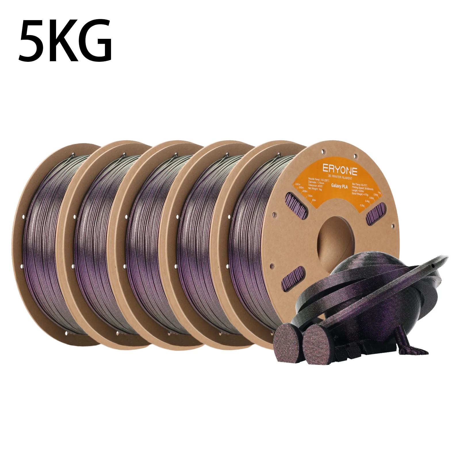 ERYONE 5KG Galaxy PLA Filament 3D-printer, Sparkle Glitter PLA, 1,75 mm +/-0,03 mm, Kerstfilament
