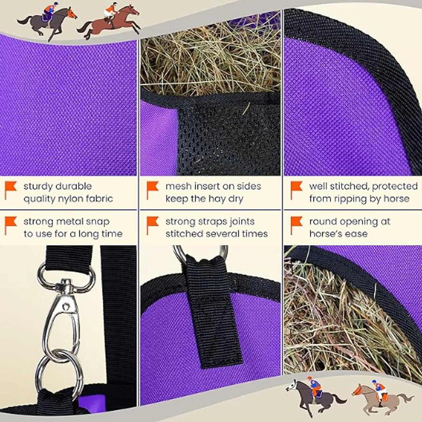 حقيبة تغذية القش، حقيبة تخزين وحدة التغذية لمستلزمات التغذية لخيول الماشية