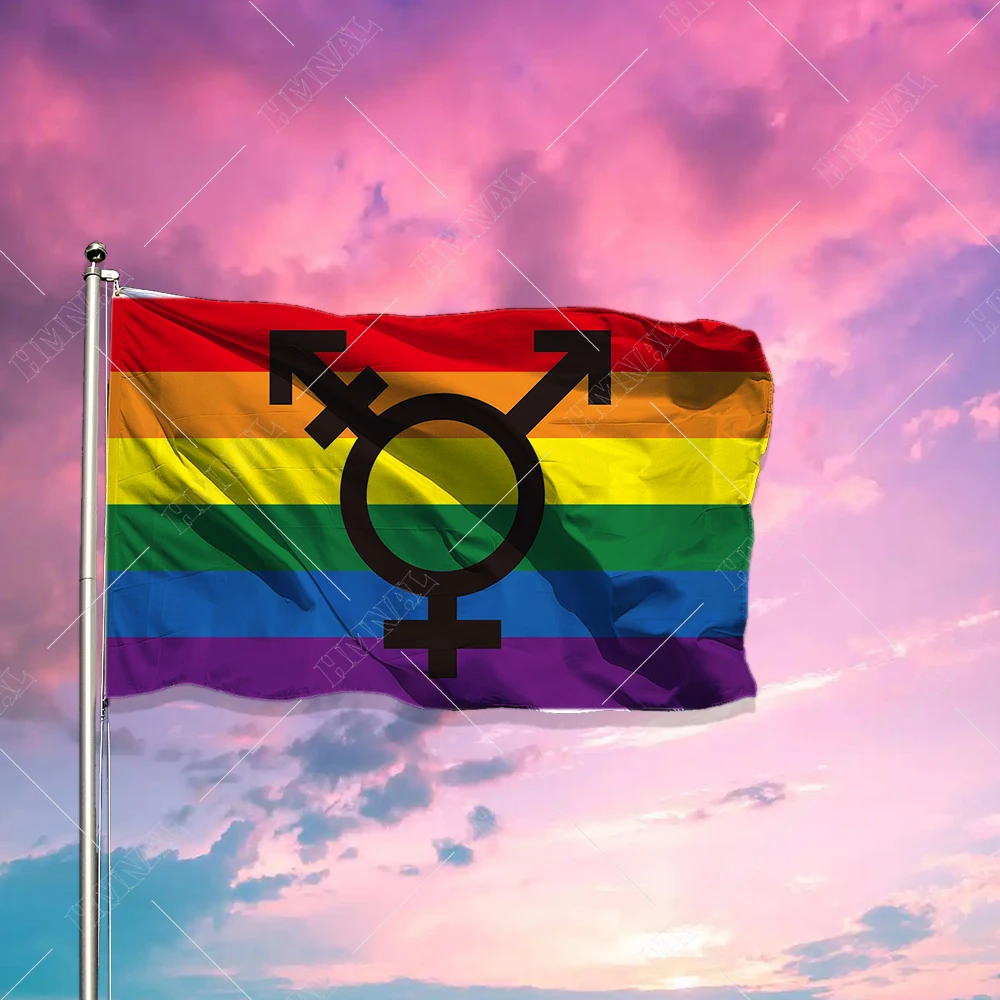 Rainbow Transgender Symbols Flag 3x5ft custom history yard banner