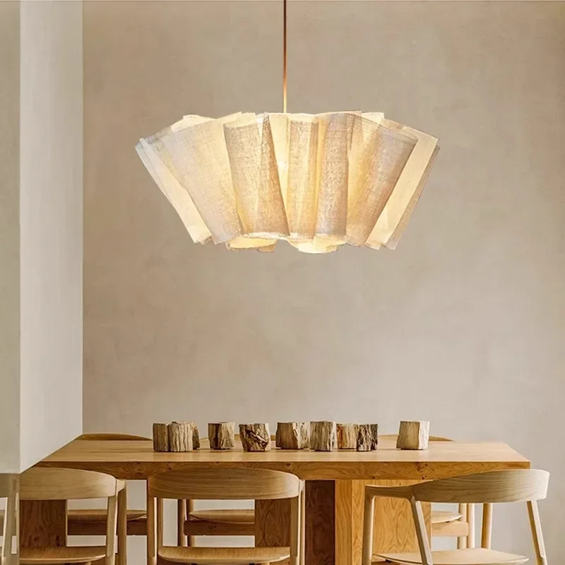 nordic creamy led pendant lights japones fibra wabi sabi chandelier quarto quente pendurado lampada art decor e27 01