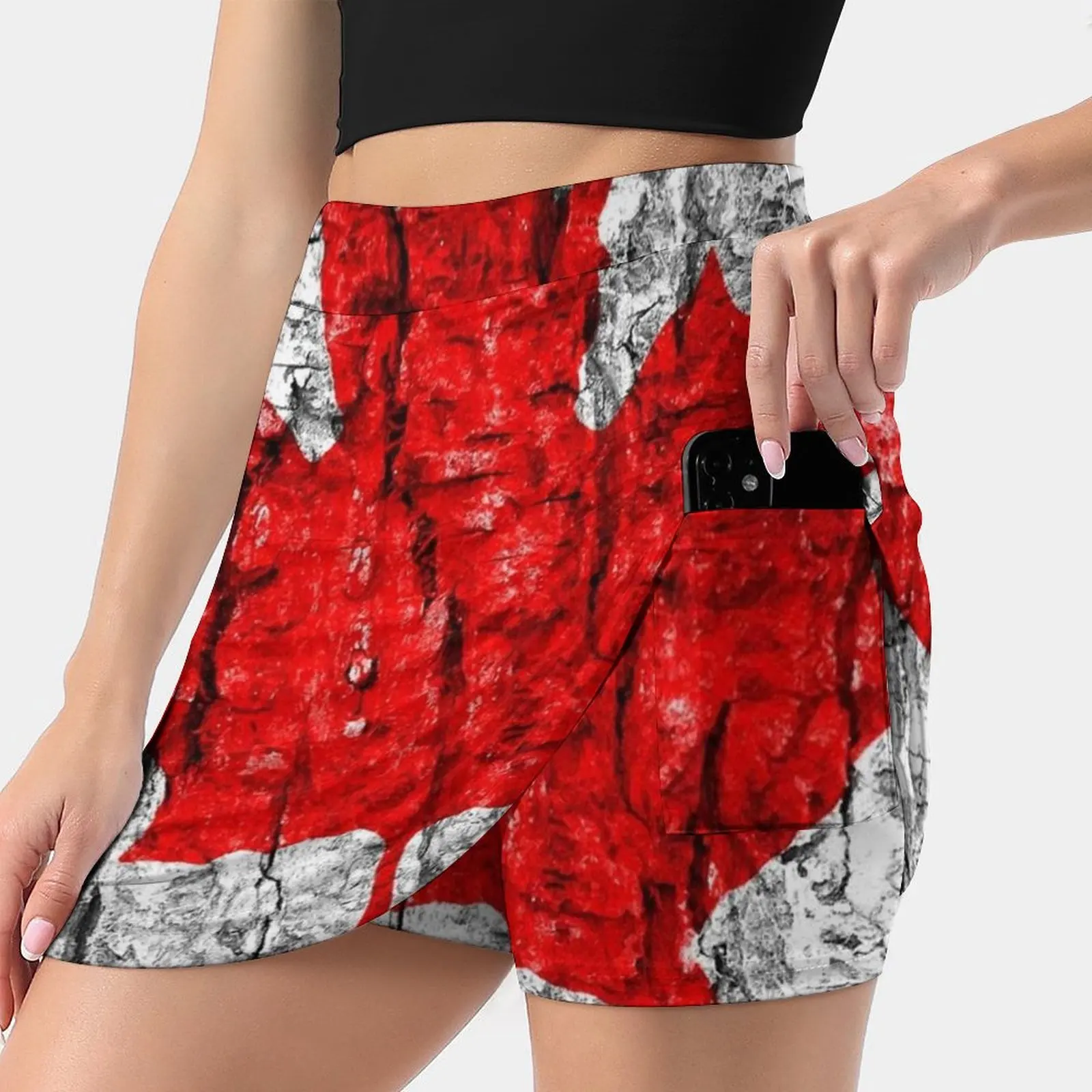 Canadian Flag Tree Bark Women's skirt Y2K Summer Clothes 2022 Kpop Style Trouser Skirt With Pocket Canada Flag Tree Bark