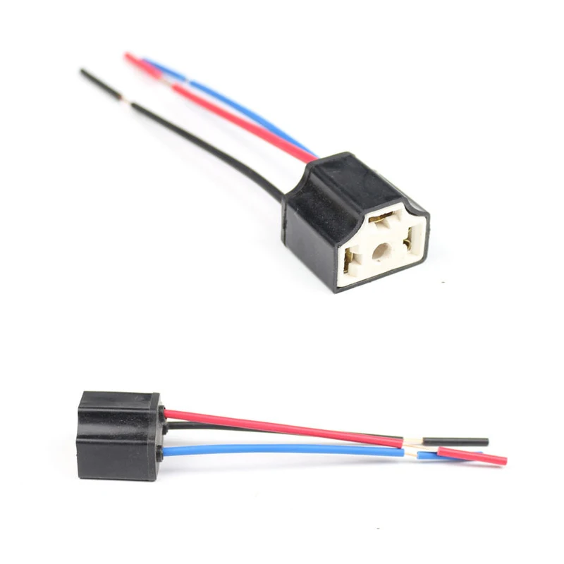 1PC H4 Three Holes Ceramic Wire Wiring Car Head Light Bulb Lamp Harness Socket Plug Auto Connector Plug Car Products